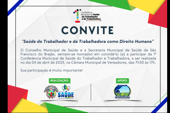CONVITE Conferência Municipal do Trabalhador e Trabalhadora da Saúde em São Francscio do Brejão